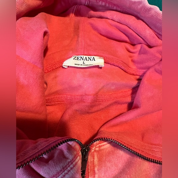 Zenana Women’s Hoodie Half Zip ~Pink - Picture 4 of 5